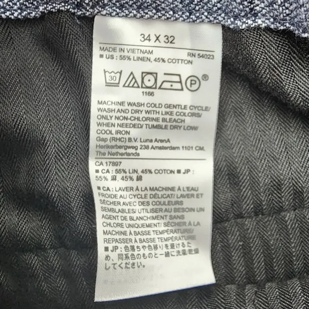 New NWT Banana Republic Linen Blend Mason Athletic Tapered Fit Pants Blue 34x32